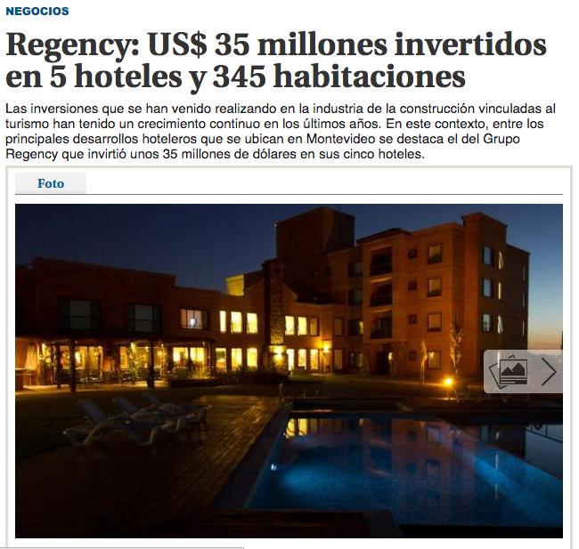     US$ 35 millones invertidos en 5 hoteles y 345 habitaciones